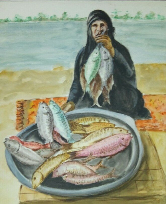 Portrait of a lady fishmonger