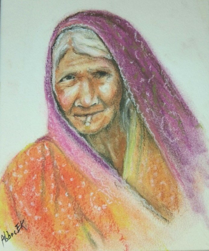 Portrait of a grandmother wearing a shawl